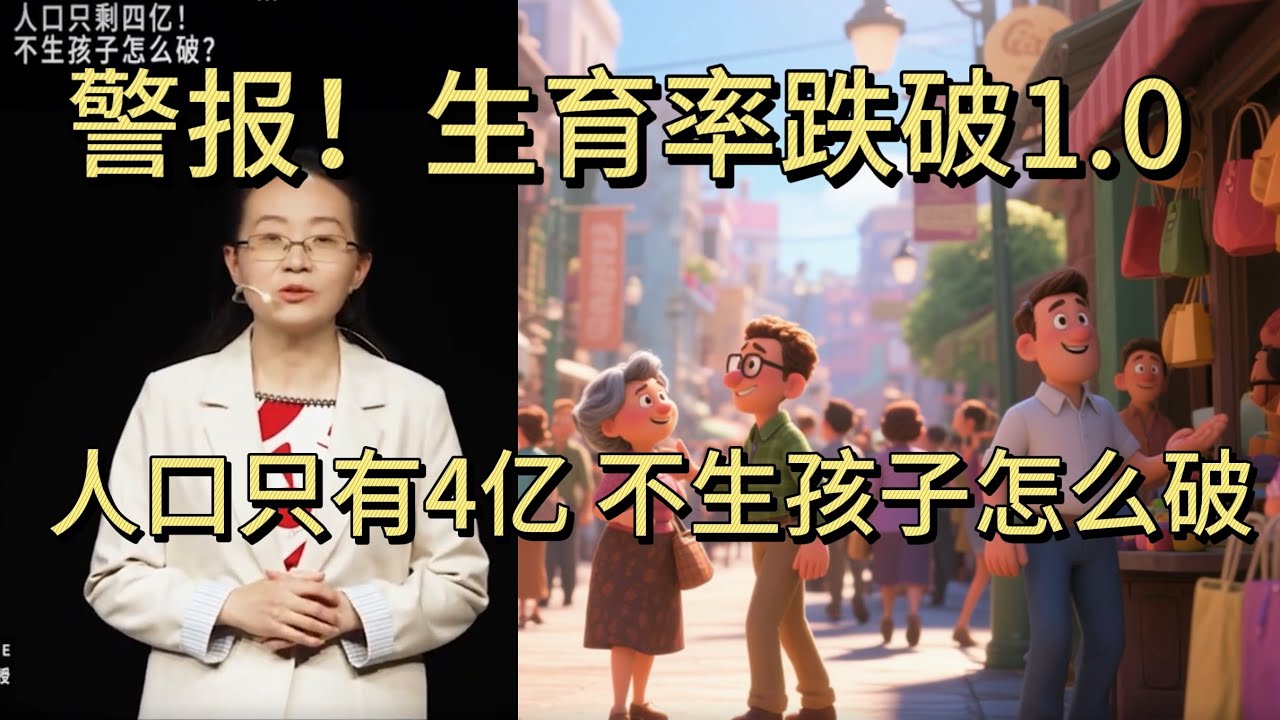 警报！生育率跌破1.0  人口只有4亿 不生孩子怎么破 |人口警报|生育率跌破1.0|人口负增长|老龄化|总和生育率|人口预测|普职分流|教育改革|