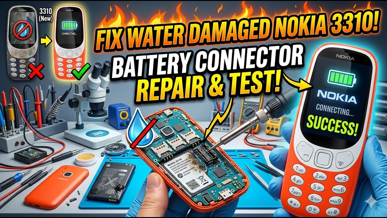 🔥 FIX Water Damaged Nokia 3310 (New) - Battery Connector Repair & Test!