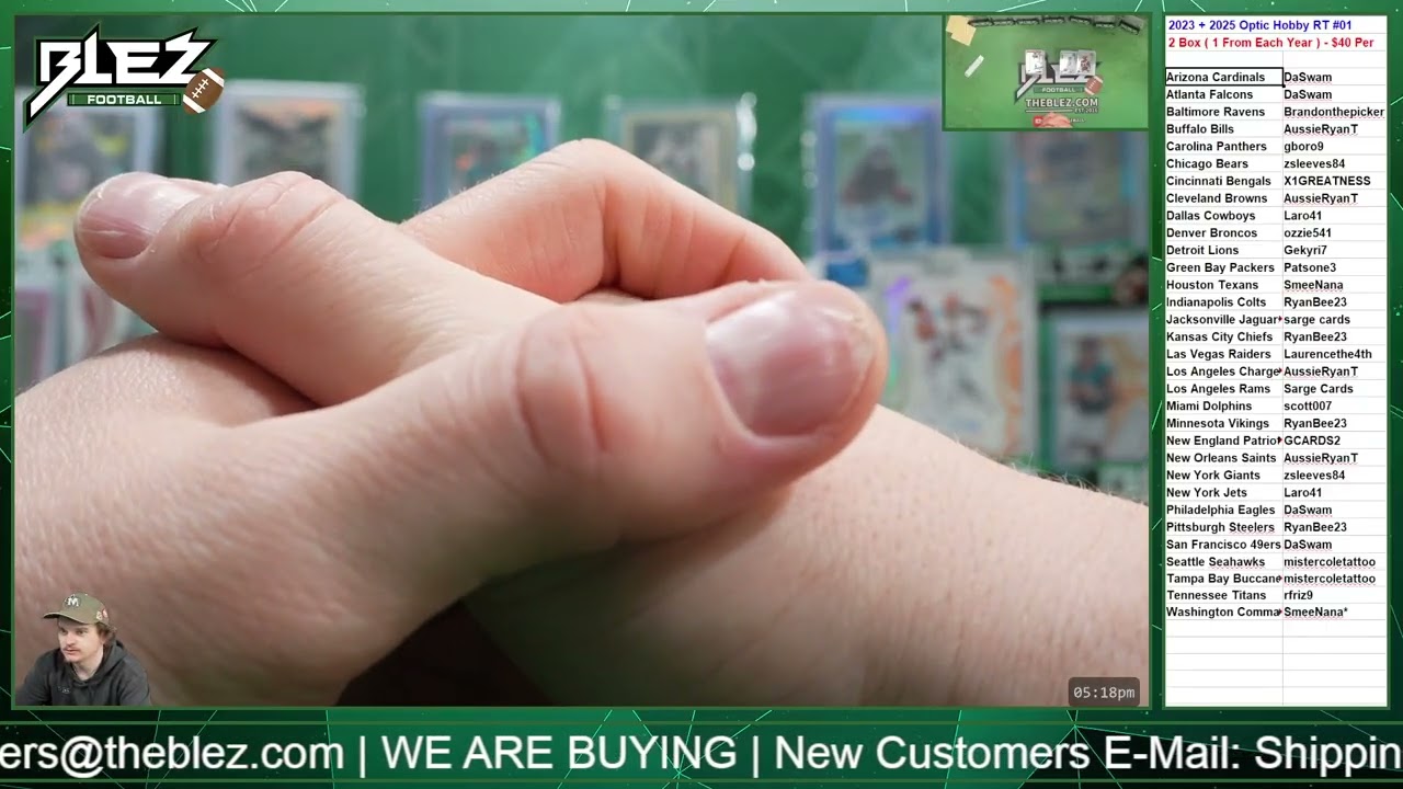 2023 + 2025 Optic RT #01 2 Box NFL Random Team Break