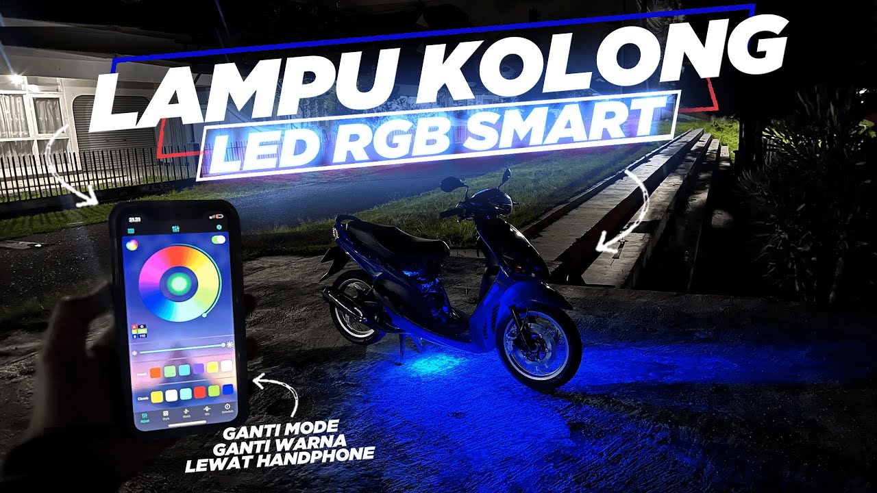 TUTORIAL PASANG LAMPU KOLONG LED RGB SMART DI MOTOR MIO | BISA GANTI WARNA + MODE LEWAT HANDPHONE 🤩