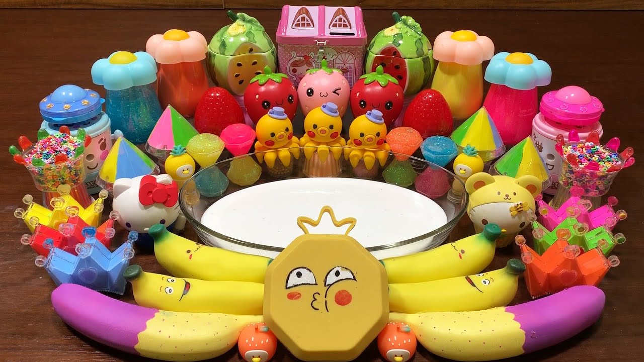 YELLOW BANANA and PINEAPPLE - Mixing Random Things Into Glossy Slime ! Satisfying Slime Videos #1387