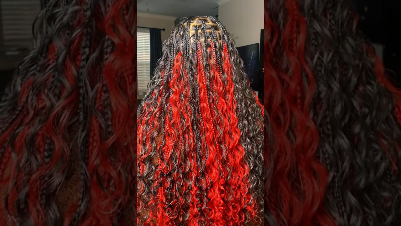 Red boho knotless #hairstyles #knotlessbraids #bohemianbraids #hairstyle #hairstylist #hair #braids