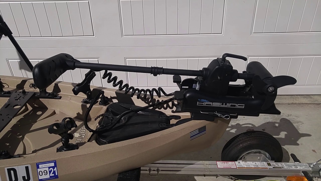 Nucanoe Frontier 12 Kayak with Haswing Cayman Bow Mount Trolling Motor