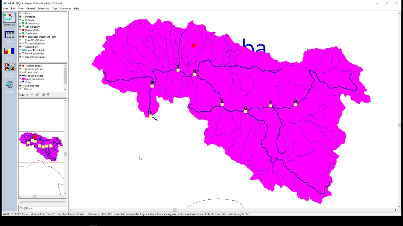 WEAP Tutorial 08.4 - Hydrology, Exercise3 Automatic catchment Delineation in WEAP