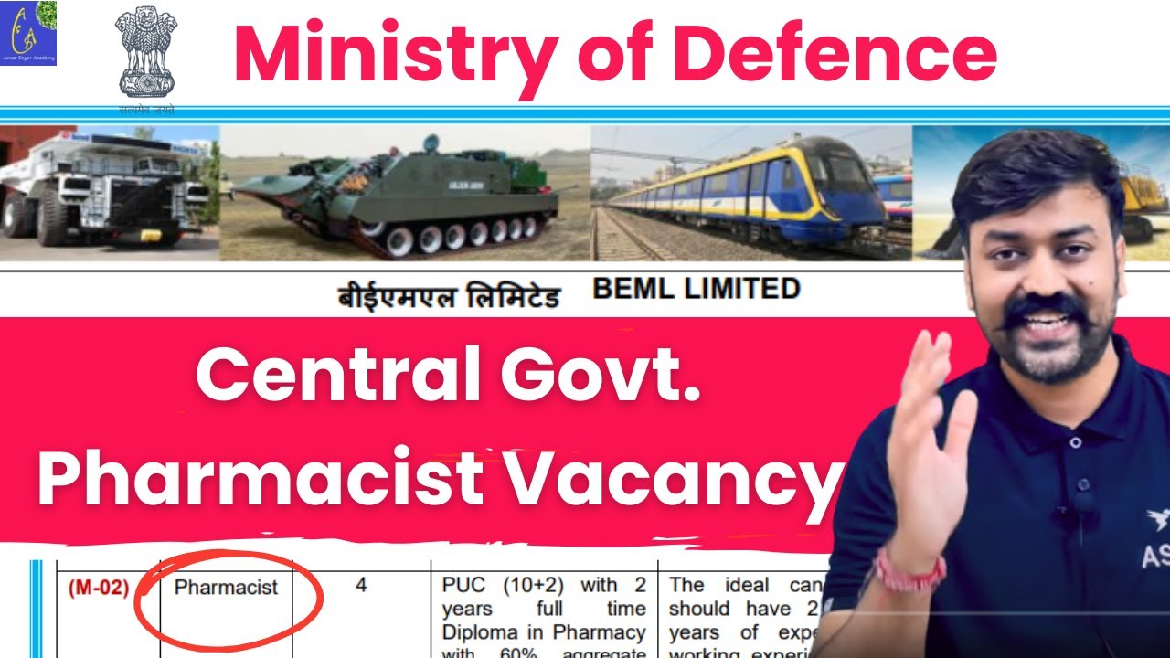BEML Pharmacist Vacancy 2025 | Eligibility, Age, Salary, Selection Process & Apply Online | Govt Job