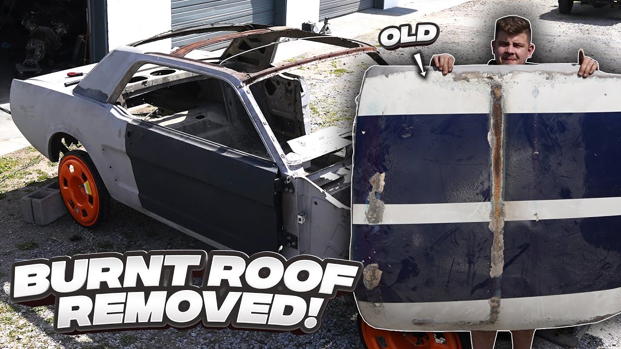 Reinforcing The Frame Rails & Removing The Badly Burnt Roof On My 1965 Ford Mustang !