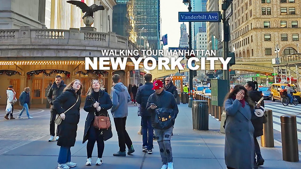 New York Manhattan Winter Walk, Wall Street, The Battery, SoHo, Broadway, Lafayette St., 42nd Street