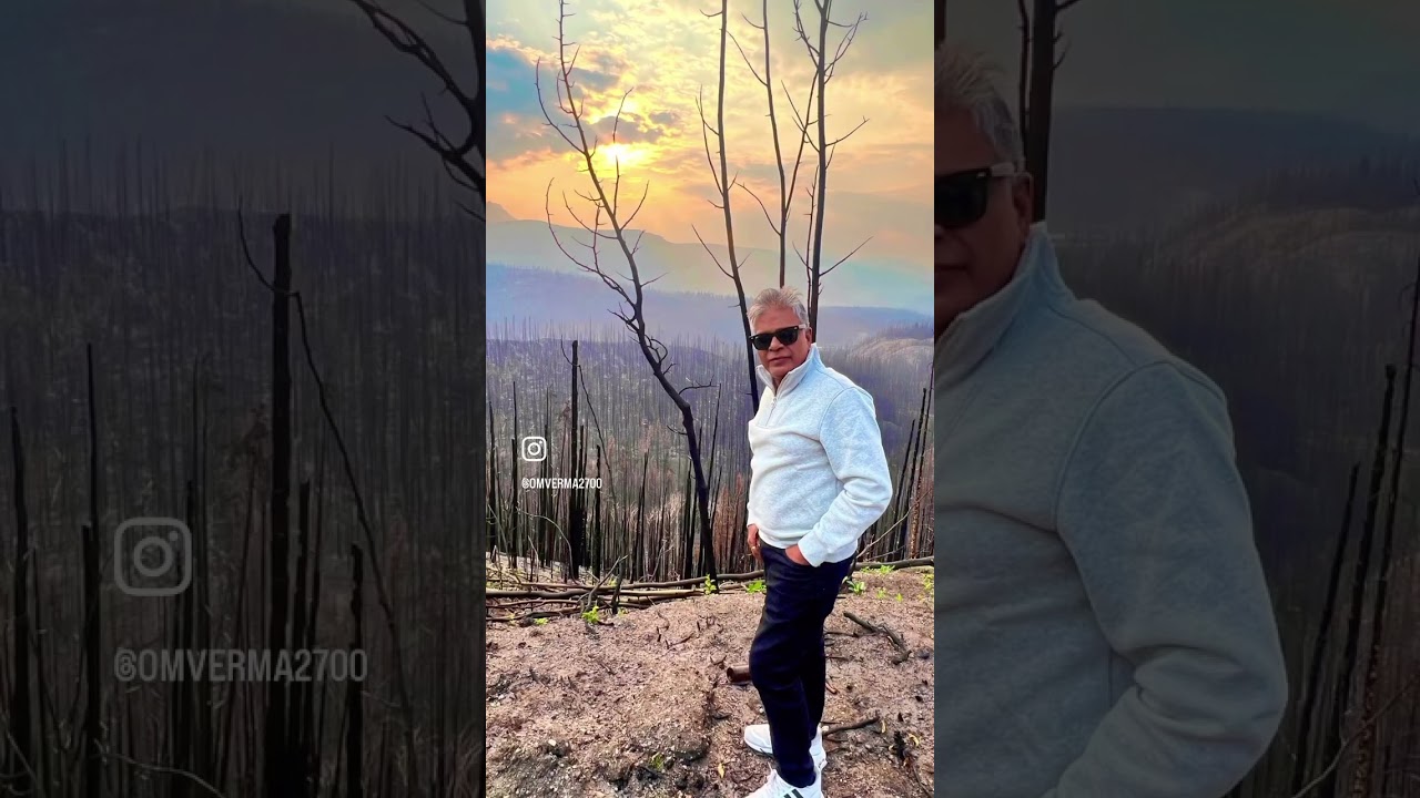 Forest fire near Medicine Lake in Jasper National Park 