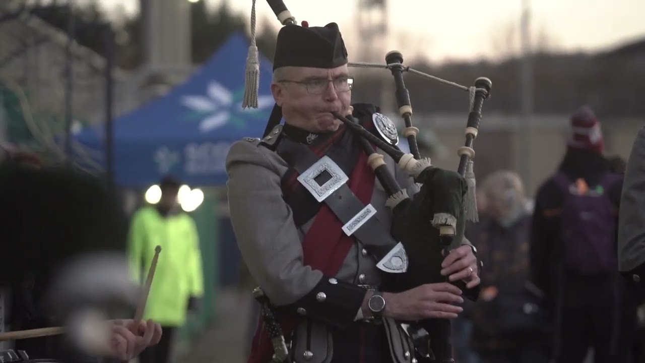 The Glenalmond College Pipes and Drums band at Edinburgh Rugby