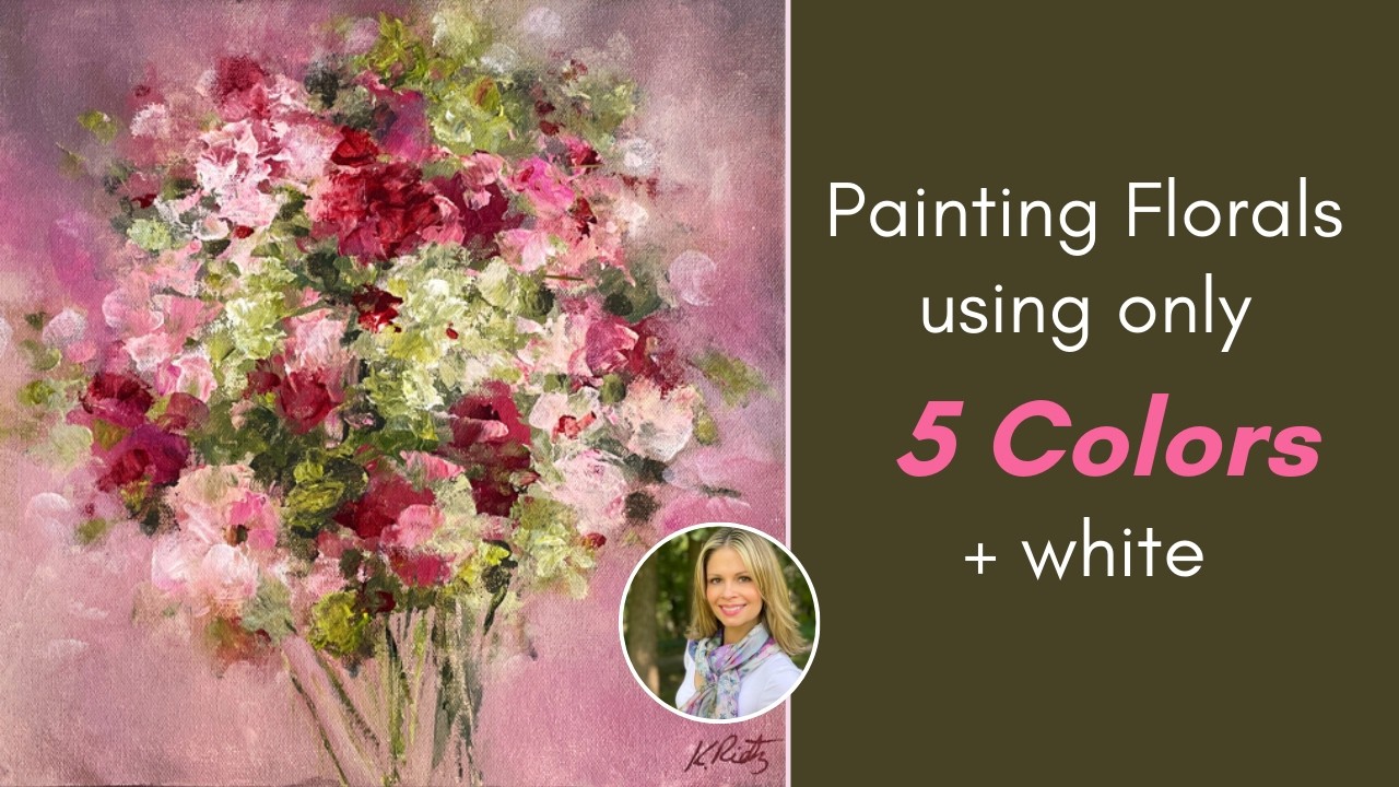 Acrylic Painting Demo: Limited Color Palette Impressionistic Floral Painting Using 5 Colors