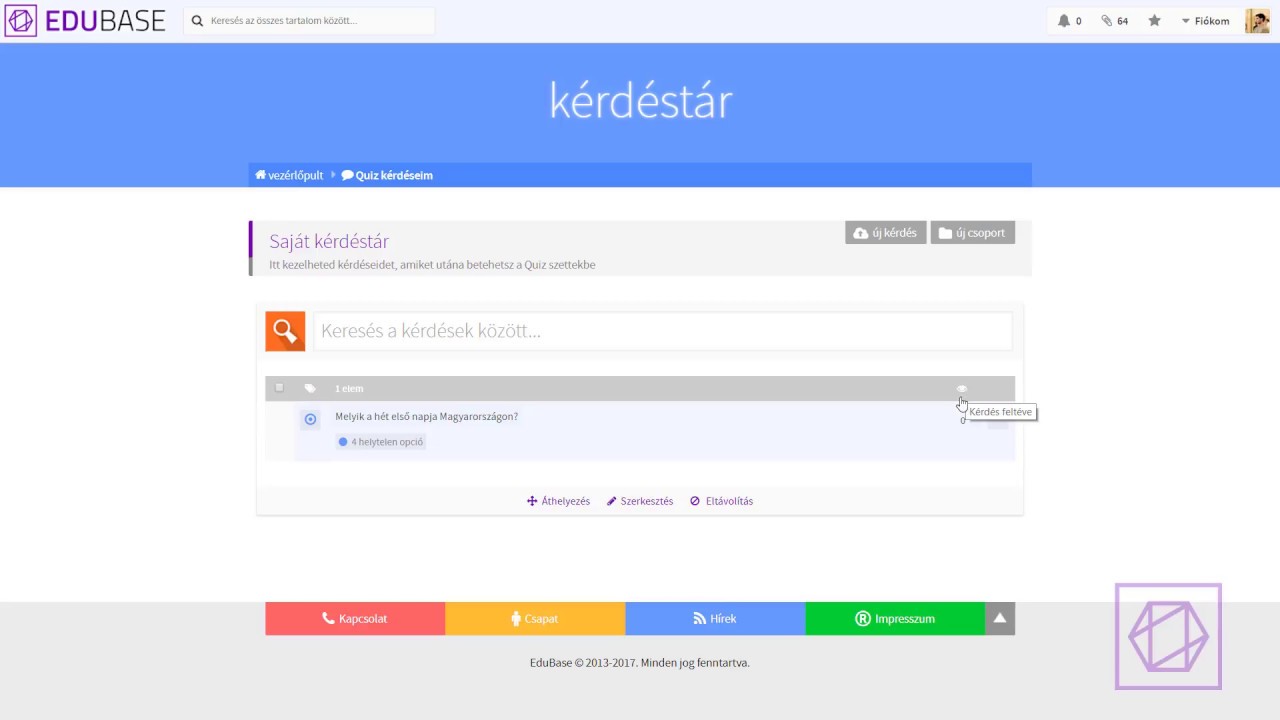EduBase HowTo [7.1 rész] - Egyszeres választás feladat készítése