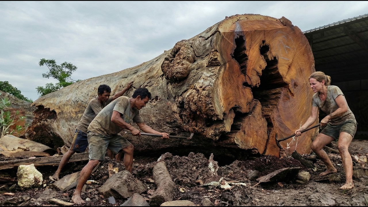 Giant Trembesi Sawmill Process – From Log to Beautiful Boards