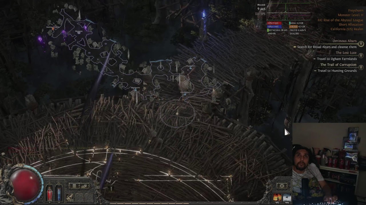 An amateur playing PathofExile 2 Hardcore