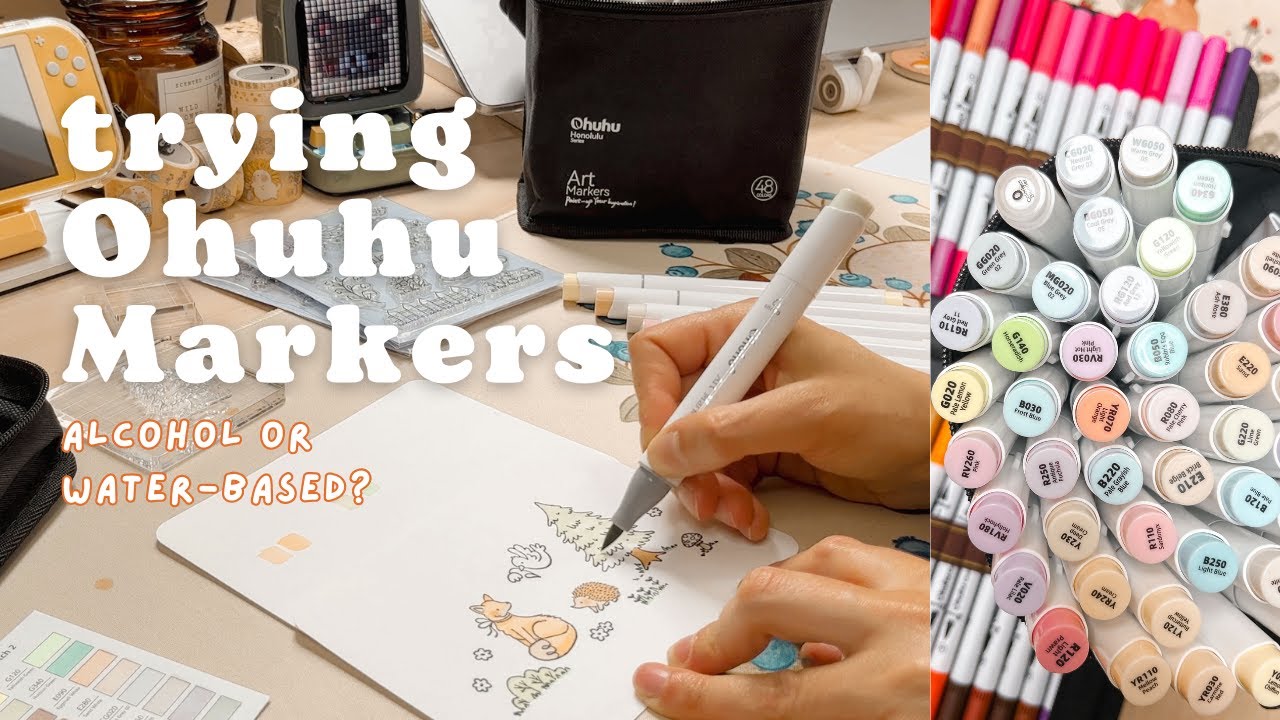 Illustrating With Ohuhu Markers 🌼 trying alcohol & water based markers | review