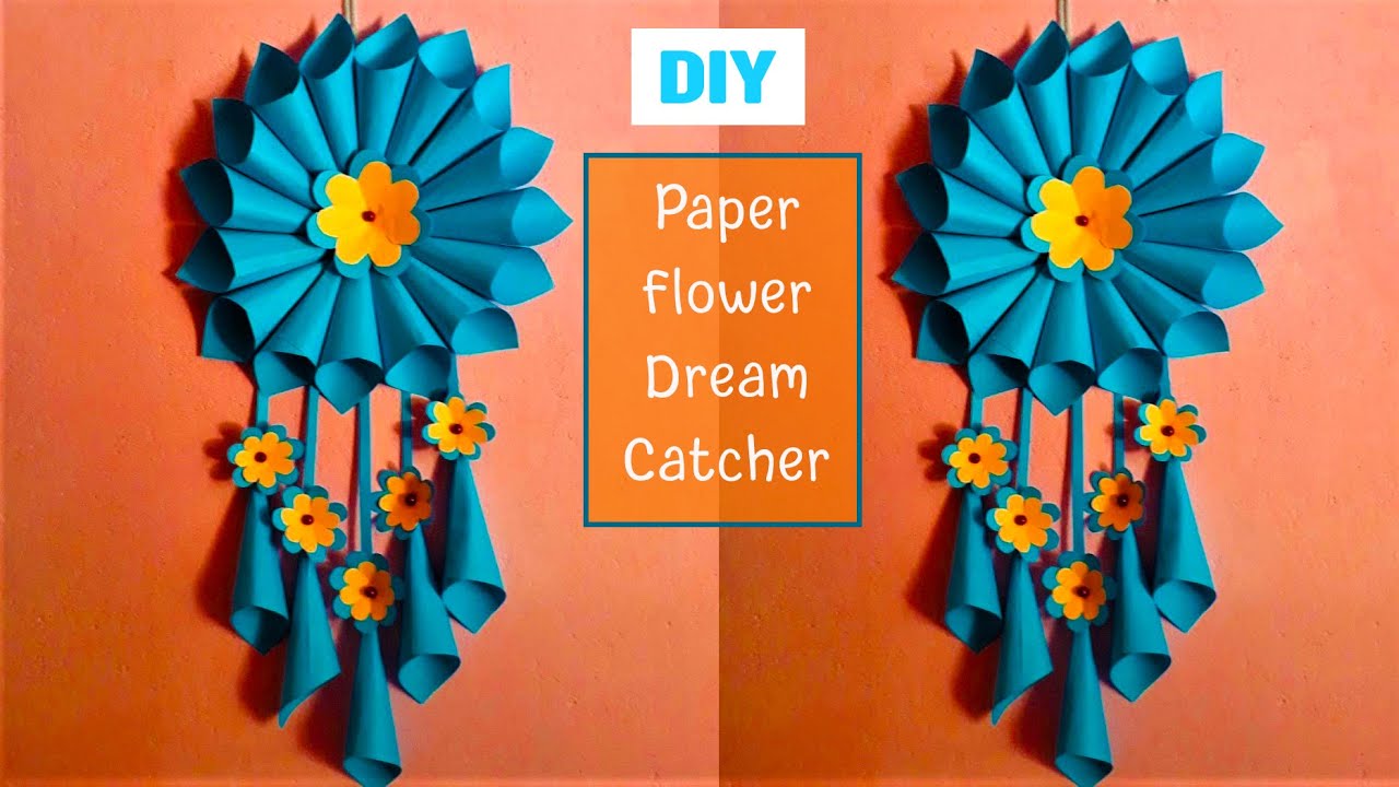 DIY Paper Flower Dream Catcher | Wall Hanging Craft Ideas | DIY Room Decor Ideas