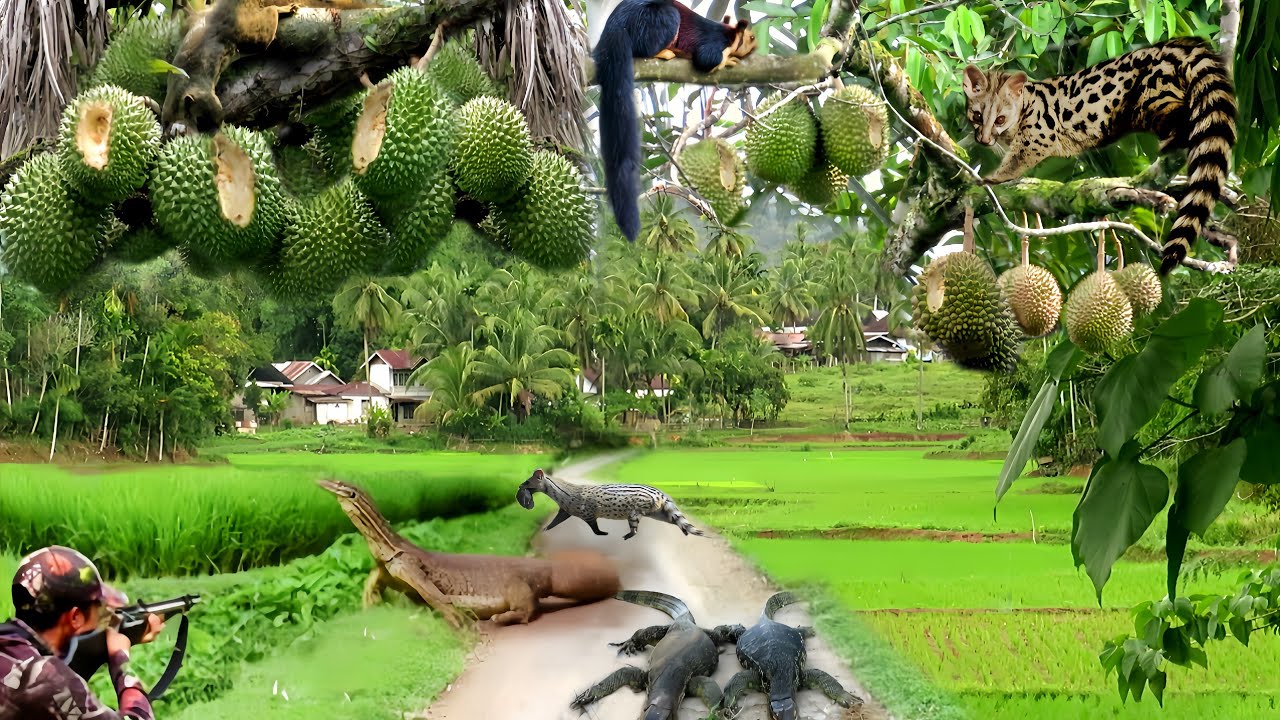 FULL😱😱BERBURU 3 EKOR HAMA DURIAN, MUSANG BESAR DAN 2 EKOR BIAWAK JUMBO PEMAKAN AYAM 