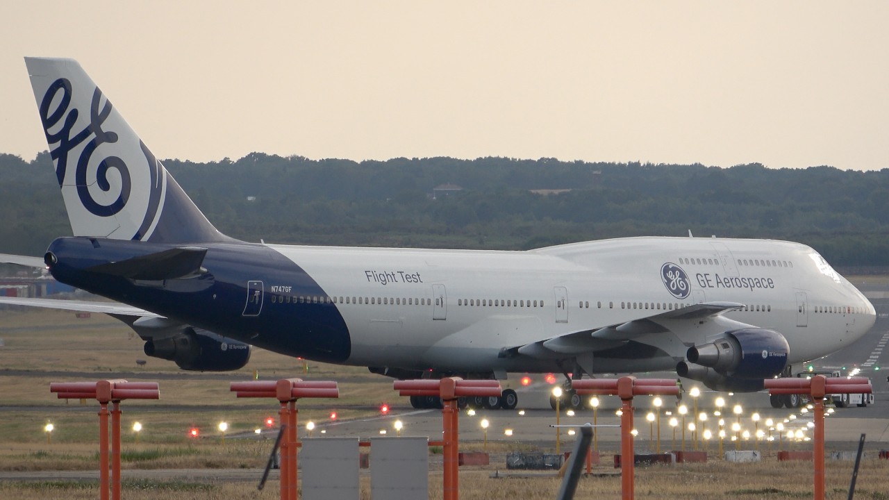 BOEING 747 DEPARTS FARNBOROUGH!  Amazing Takeoff!  End of week Farnborough Airshow. 2026.  N747GF