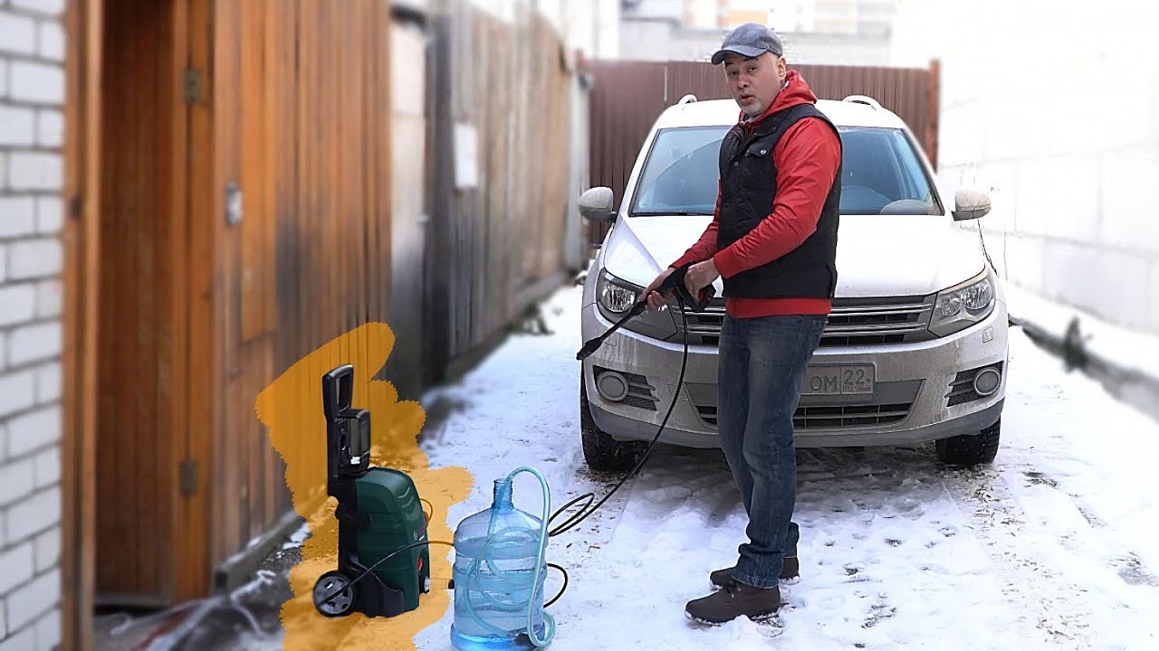 Минимойка для автомобиля BOSCH зимой на улице - ОБЗОР Александра Михельсона / Авто МИНИ мойка БОШ