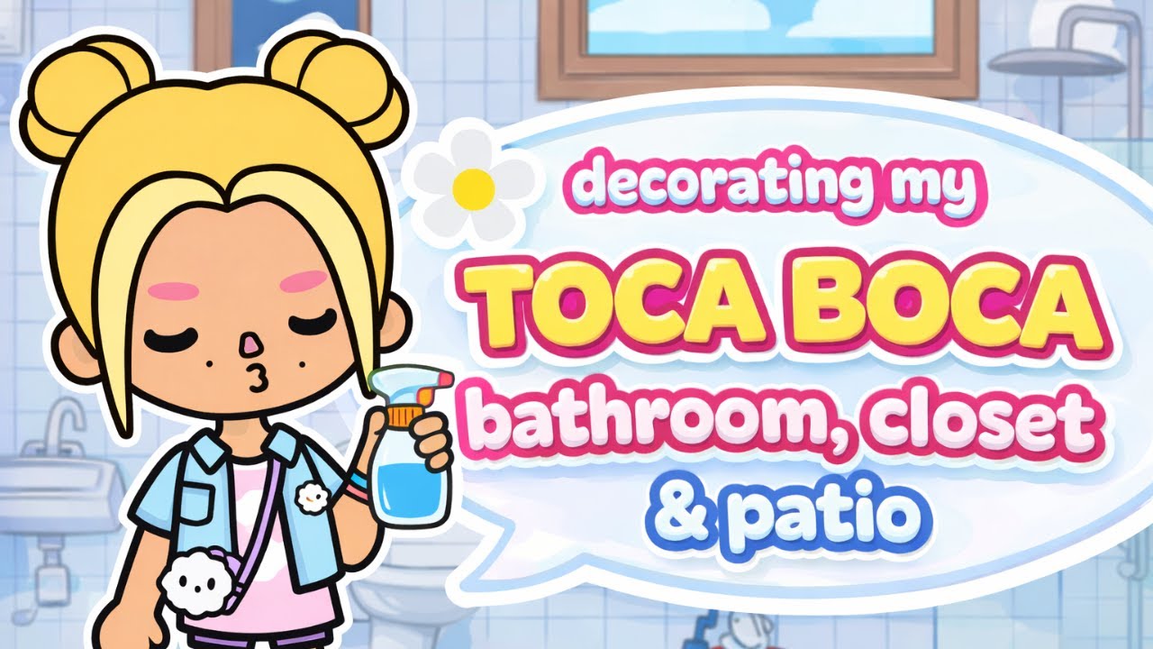 decorating my toca boca bathroom 🫧 closet & patio ✿ (default items only)