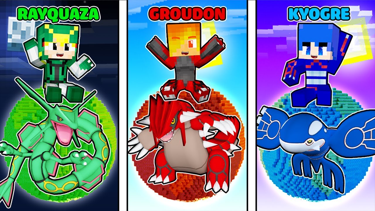 JACKVN THỬ THÁCH 24H XÂY HÀNH TINH POKEMON RAYQUAZA, GROUDON VÀ KYOGRE TRONG MINECRAFT
