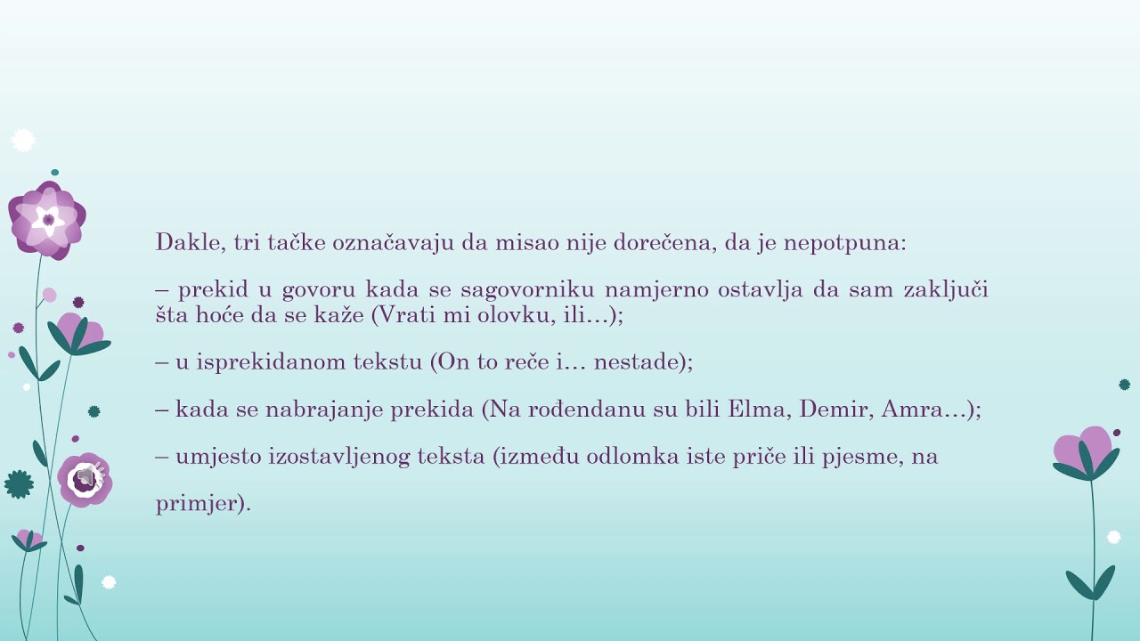 I razred srednje škole - tri tačke, upitnik, znak uzvika