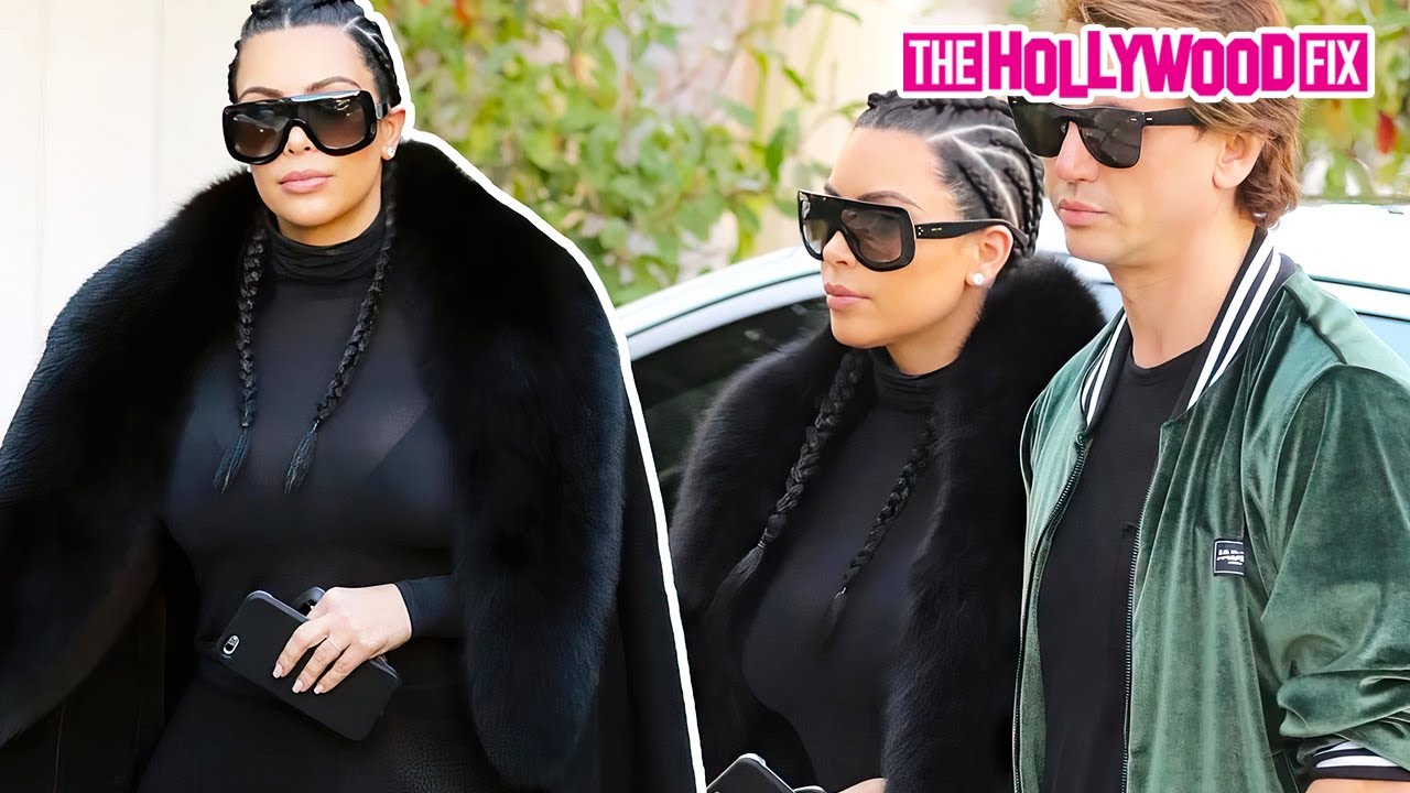 Kim Kardashian & Jonathan Cheban Hit The Plastic Surgeon's Office Rocking A Black Fur Coat In B.H.