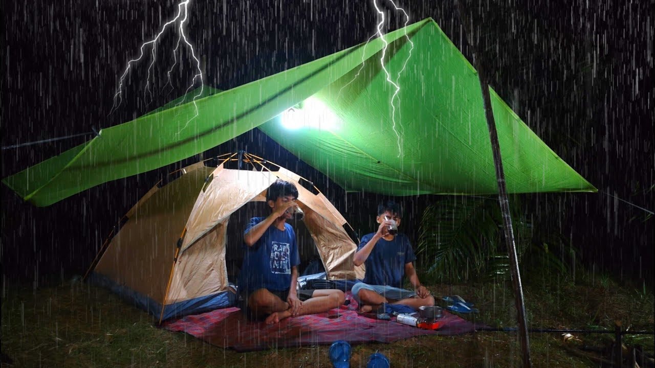 Camping hujan deras semalaman bermalam dicabin tenda, mancing ikan & tidur nyenyak sampai pagi