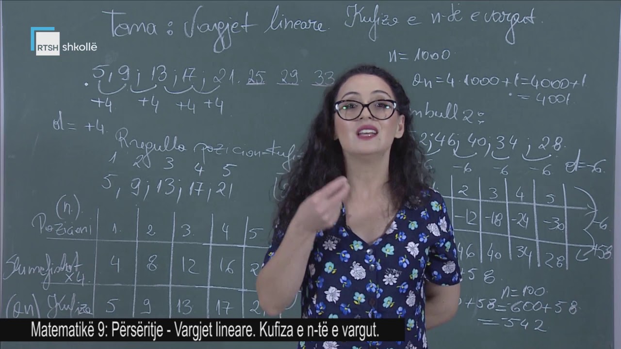 Matematikë 9 - Përsëritje: Vargjet lineare. Kufiza e n-të e vargut.