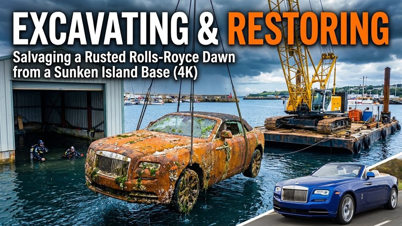 Excavating & Restoring Salvaging a Rusted Rolls Royce Dawn from a Sunken Island Base 4K