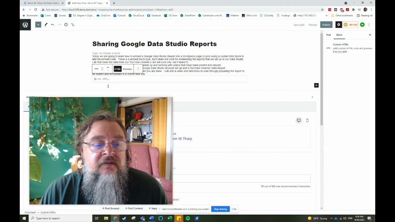 Embedding Google Data Studio's YouTube Channel Report in a WordPress post