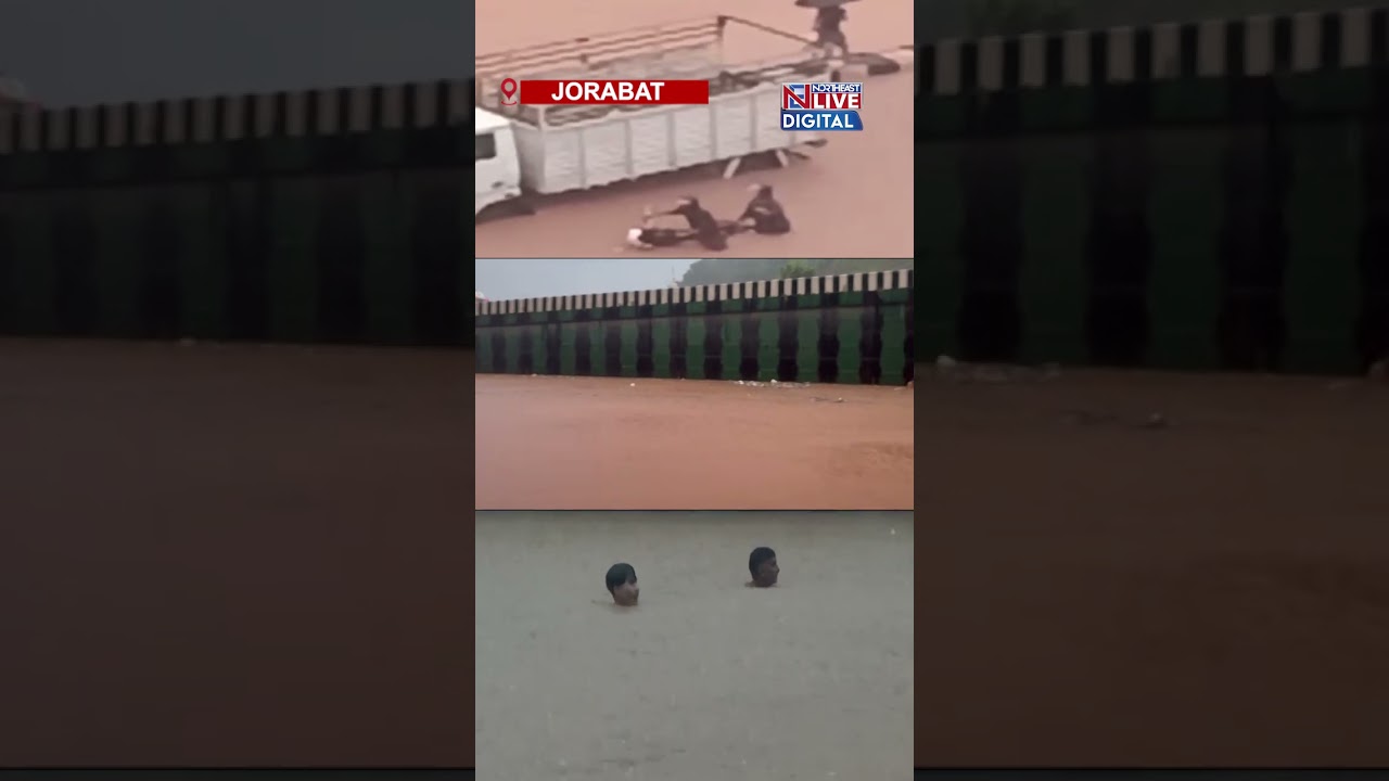 Guwahati's Jorabat Turns Into a Flood Zone, Vehicles Half-Submerged, Men Seen in Neck-Deep Water