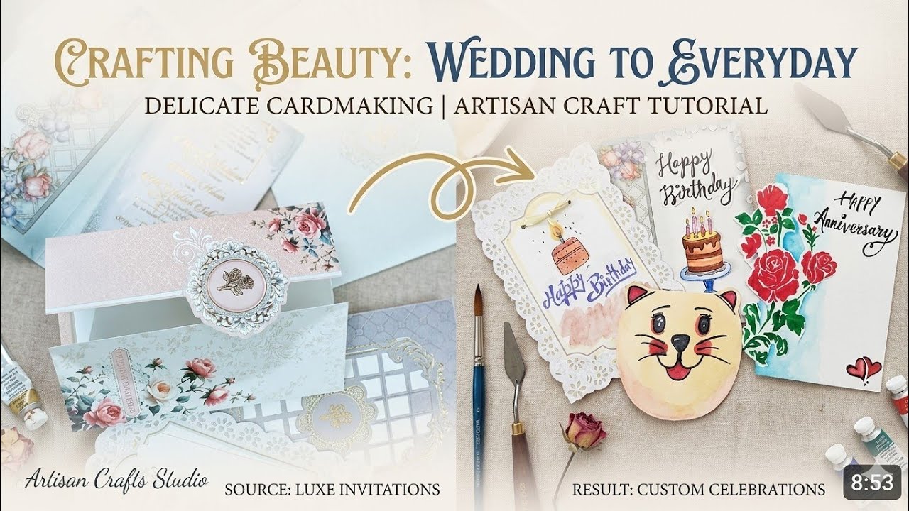 DIY Birthday Card | Wedding Card to Birthday Card | Easy Craft Ideas for Beginners | Asthetic Card 