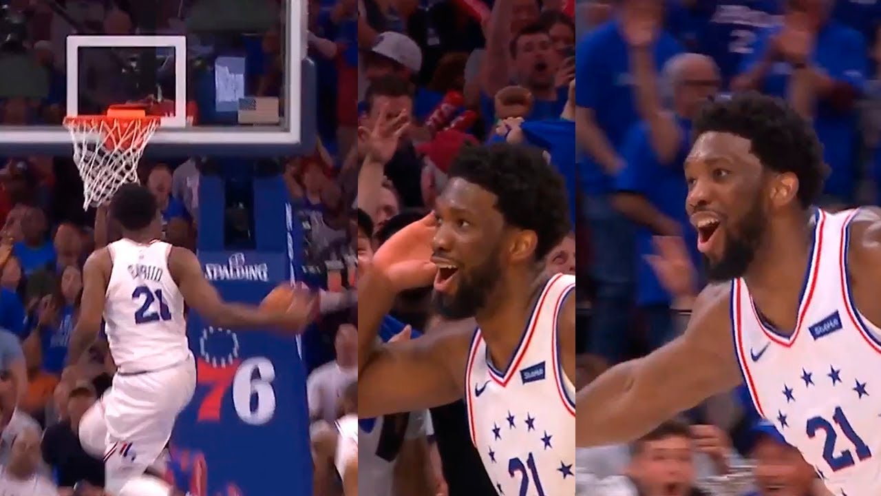 Joel Embiid windmill dunk & Shaq's celebration | Sixers vs Raptors Game 3