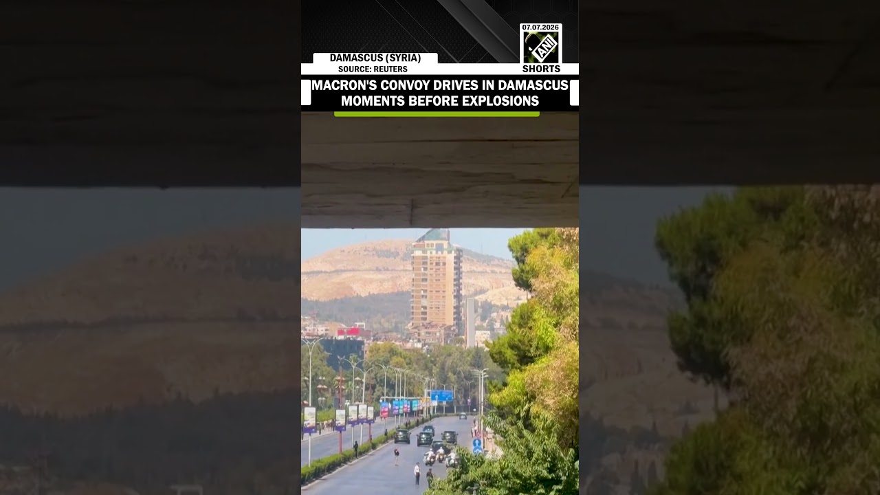 Shocking! French President Emmanuel Macron&rsquo;s convoy drives in Damascus moments before explosions