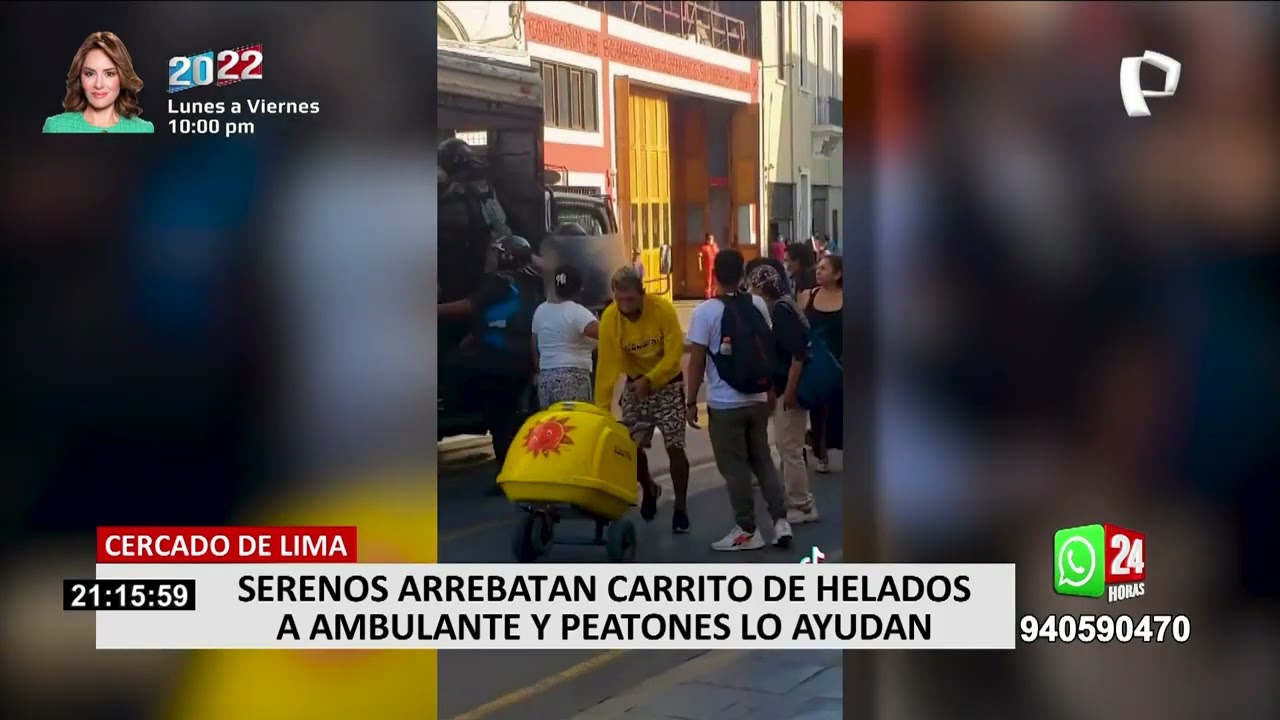 Transeúntes ayudan a vendedor y evitan que fiscalizadores se lleven carrito de helado