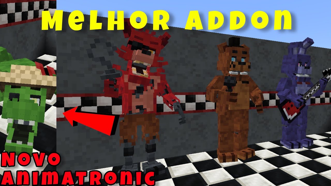 NOVO* ADDON DE FIVE NIGHT AT FREDDY'S PARA O MINECRAFT PE é INCRÍVEL (LINK NA DESCRIÇÃO)