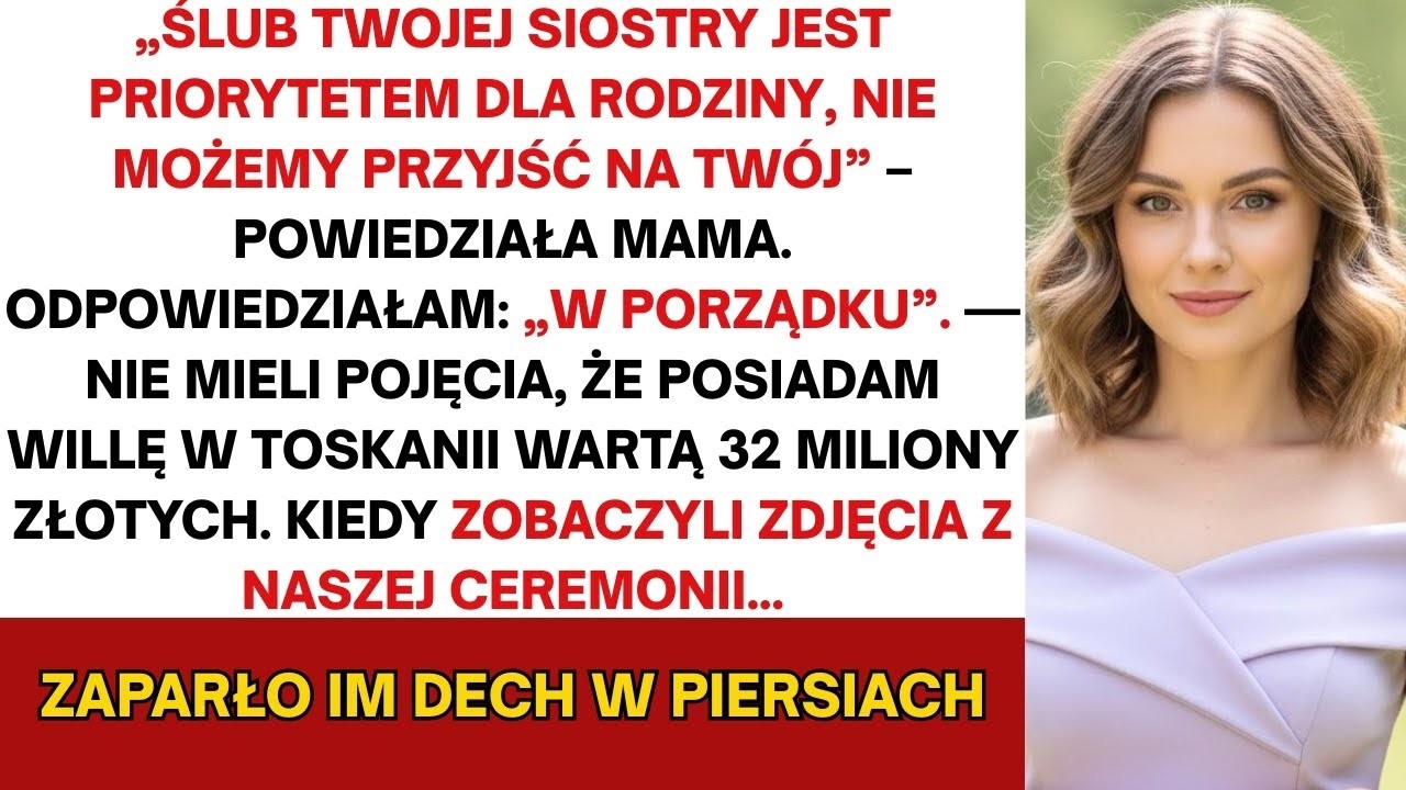 Rodzice wybrali ślub siostry zamiast mojego—odbył się w mojej willi za 8 mln zł w Toskanii  Potem