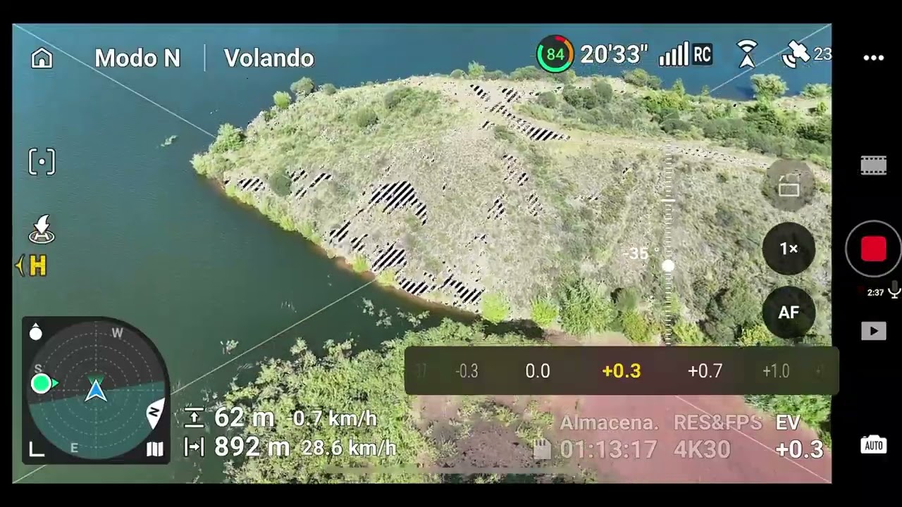 Telemetría de un vuelo con DJI Flip sobre el Embalse Potrero de los Funes