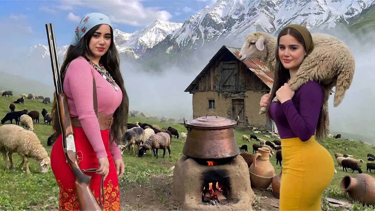 Hard Daily Life of Nomadic Girls in the Mountains | Baking Bread & Rural Life