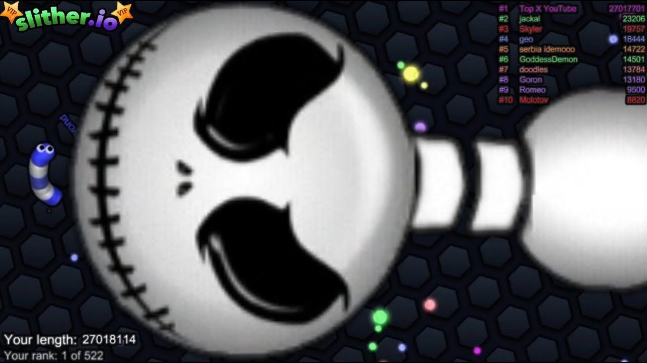Slither.io A.I. Giant SNAKE Fight - Scary Smile Skin Slitherio Vip Best Gameplay - Infinity Score