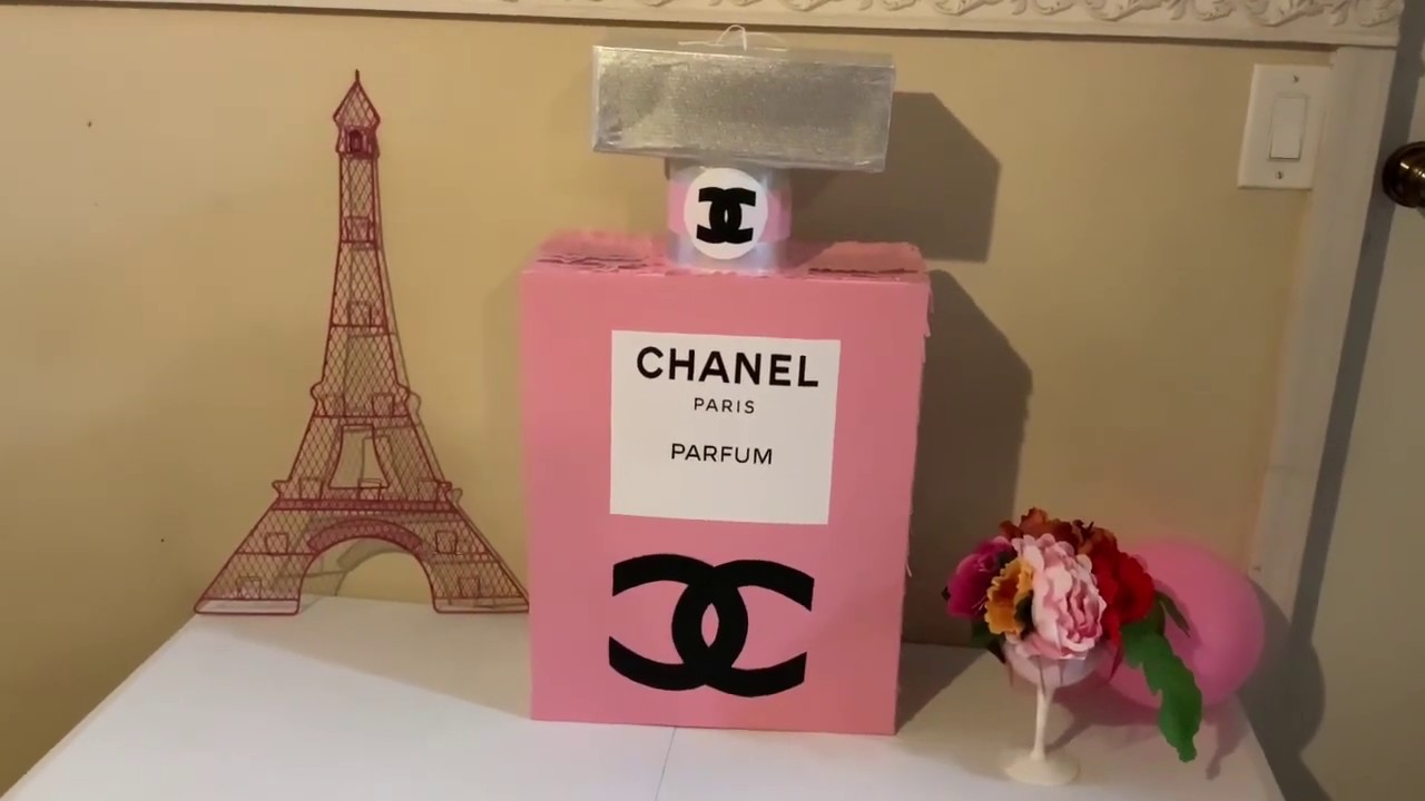 Como hacer esta piñata de perfume Chanel con dos Cajas de carton paso a paso. dia de las madres