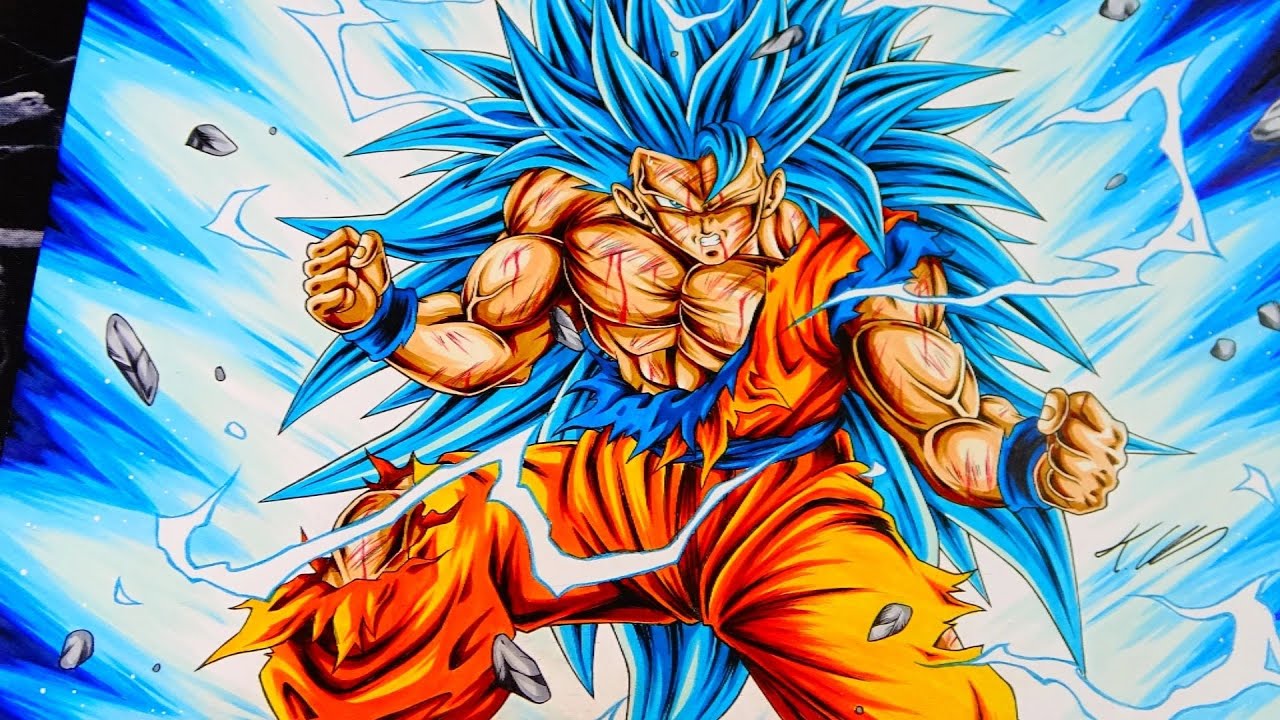 Drawing GOKU SSj3 Blue in REAL TIME!