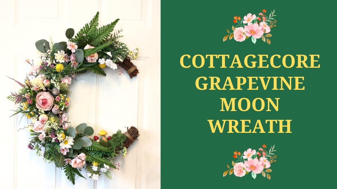 COTTAGECORE GRAPEVINE MOON WREATH DIY | SPRING WREATH | SUMMER WREATH