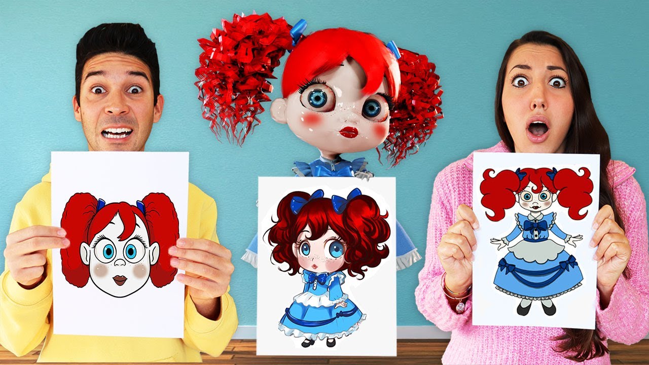 CHI DISEGNA LA BAMBOLA POPPY PLAYTIME PIÙ BELLO VINCE E SCAPPA DA HUGGY WUGGY! *challenge*