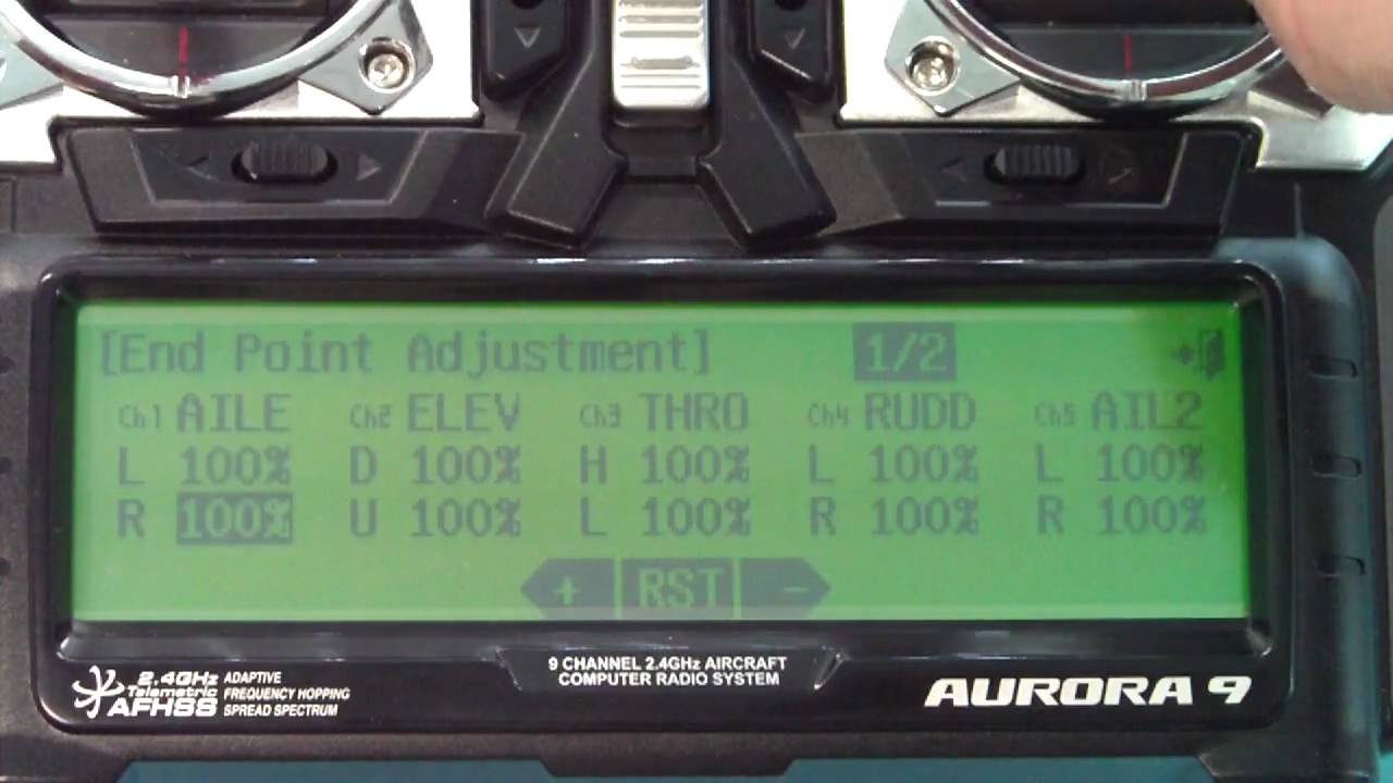 Hitec Aurora 9 Model Menu ACRO