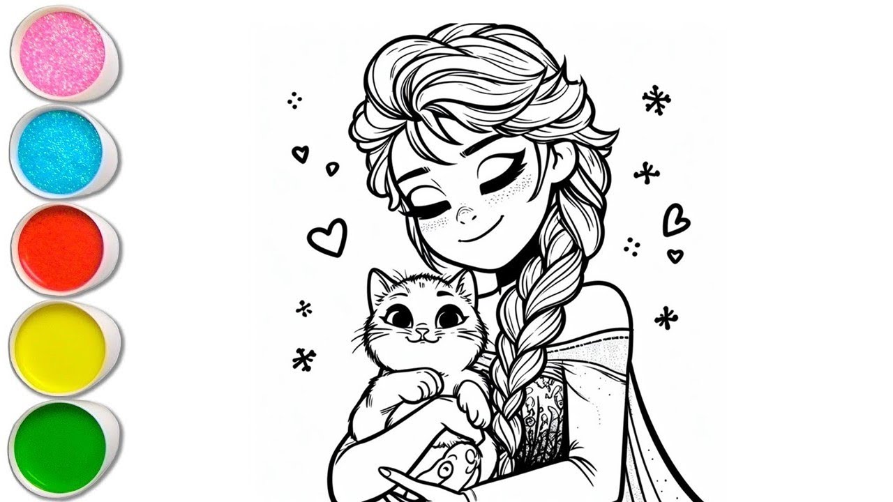 Cute Elsa Frozen Drawing for kids, Painting & Coloring for kids, Toddlers | Let's Draw Together