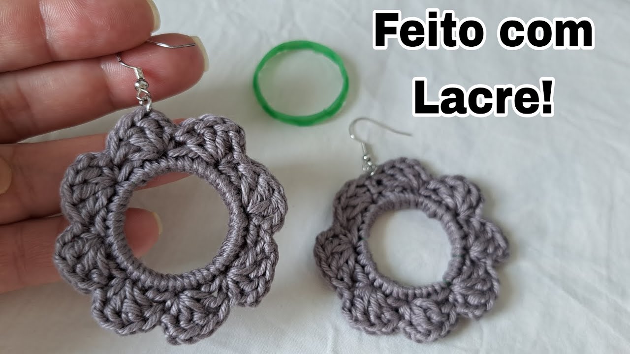 Brinco em crochê feito com Lacre de garrafa