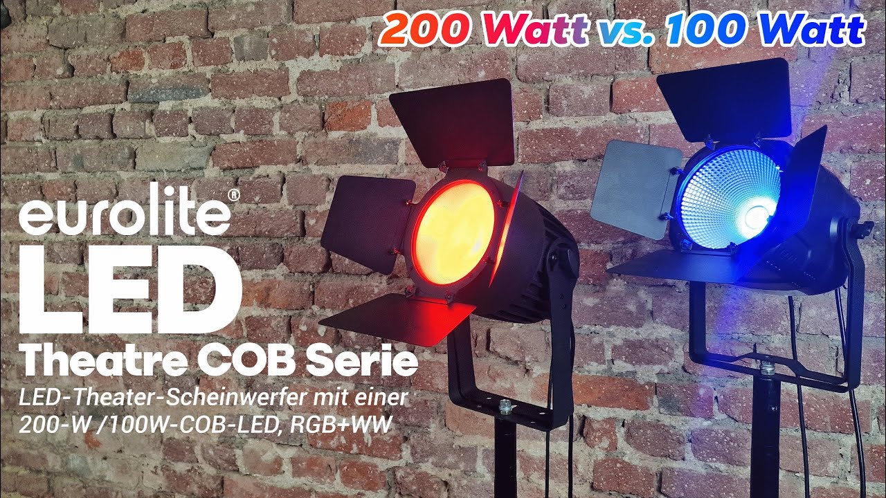 Eurolite Theatre COB Spot Serie 200W vs. 100W Test + Unboxing