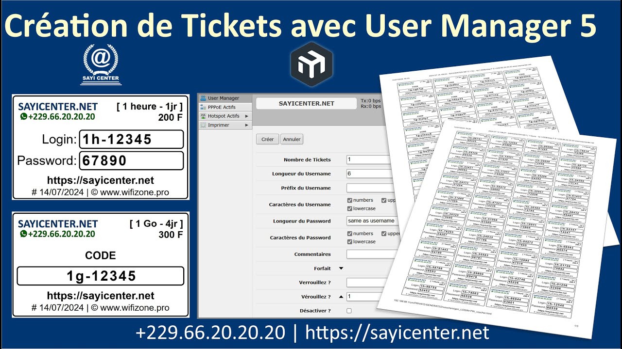 Création de Tickets avec User Manager 5 sous MikroTik RouterOS 7