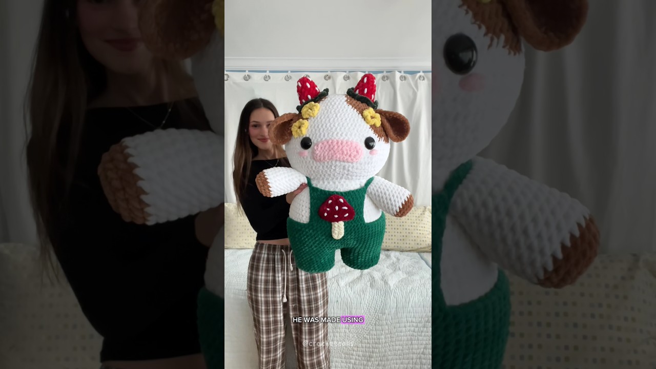 Crochet a life size cottage core cow with me 🐮🌼 #crochet #amigurumi #crocheting #plushies #cute